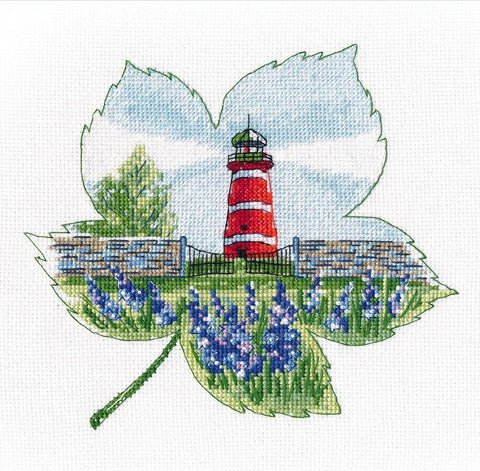 Kryželių siuvinėjimo rinkinys „Narsholmeno švyturys“ (16 × 17 cm, Zweigart 16 ct)