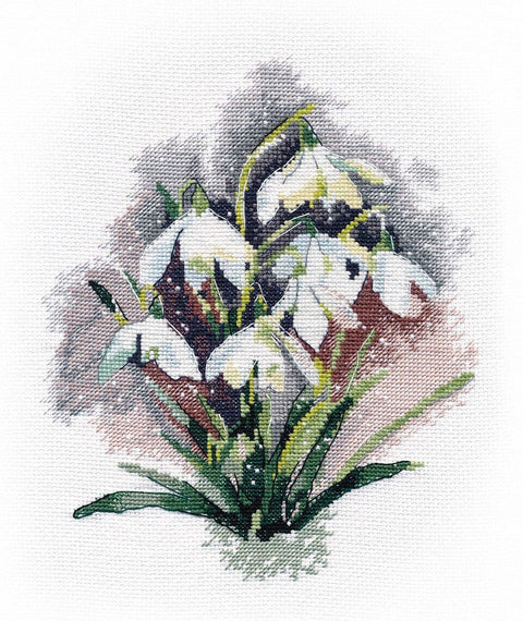Kryželiu siuvinėjimo rinkinys „Snieguolės“ 17×21 cm, Zweigart Aida 16 ct, 19 spalvų