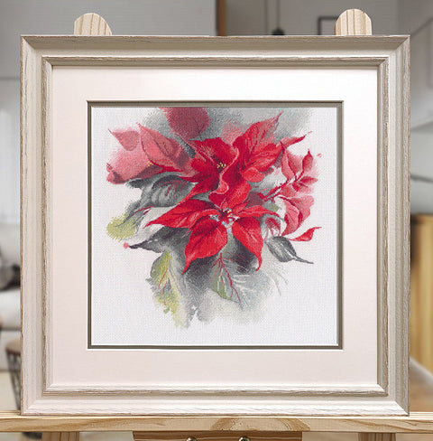 Kalėdinė „Puansetija“ – siuvinėjimo kryželiu rinkinys, 25×27 cm