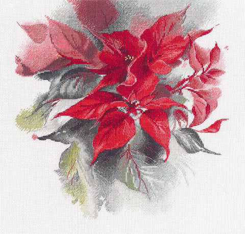 Kalėdinė „Puansetija“ – siuvinėjimo kryželiu rinkinys, 25×27 cm