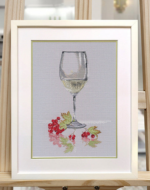 Kryželių siuvinėjimo rinkinys „Putojančio vyno taurė“ – 18 × 25 cm, rėminimui ir sienų dekorui
