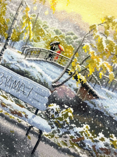 Siuvinėjimo kryželiu rinkinys „Ankstyvas sniegas“ 36 x 27 cm