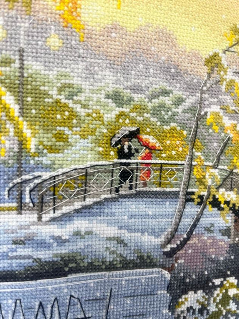 Siuvinėjimo kryželiu rinkinys „Ankstyvas sniegas“ 36 x 27 cm