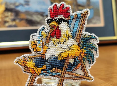 Siuvinėjimo kryželiu rinkinys magnetui „Poilsis paplūdimyje“ 8,6 x 9,3 cm