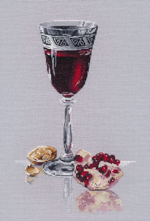 Siuvinėjimo kryželiu rinkinys „Granatų žvilgesys“ 17 x 25 cm