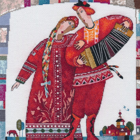 Siuvinėjimo kryželiu rinkinys „Grok, armonika“ 25 x 25 cm