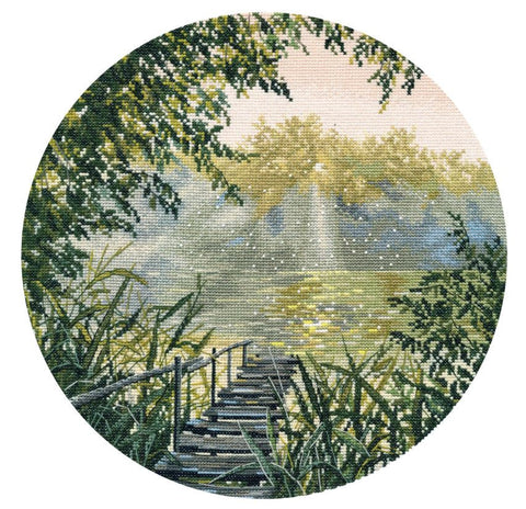 Siuvinėjimo kryželiu rinkinys „Aušros tyla“ 25 x 25 cm