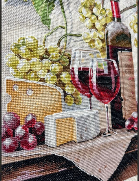 Siuvinėjimo kryželiu rinkinys „Natiurmortas su vynu“ 25 x 32 cm