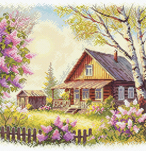 Siuvinėjimo kryželiu komplektas „Alyvų kvapas“ 21,5x22,5 cm, schema SANA-12