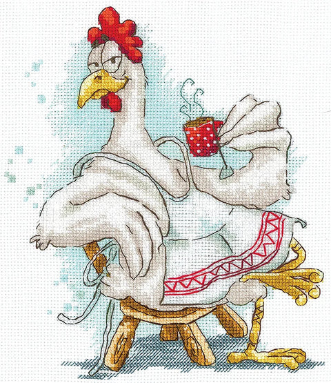 Rinkinys siuvinėjimui kryželiu „Tea Lover“ – arbatos mylėtojo motyvas, 15 × 17,5 cm