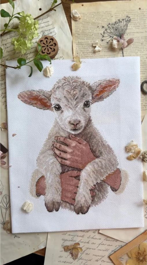 Siuvinėjimo kryželiu rinkinys „Siela glėbyje“ su gyvūnų motyvu, 18 × 23,5 cm, Aida 16 ct