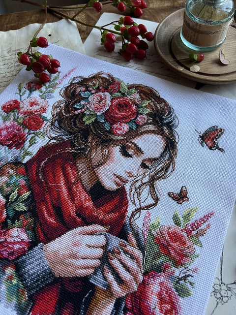 Kryželių siuvinėjimo rinkinys „Harmonija“ 24×24 cm – kvadratinis paveikslas, puiki dovana