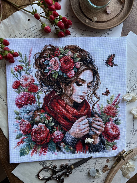 Kryželių siuvinėjimo rinkinys „Harmonija“ 24×24 cm – kvadratinis paveikslas, puiki dovana