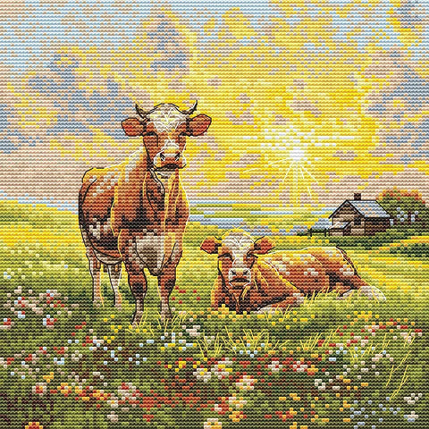 Siuvinėjimo kryželiu komplektas „Pievoje“ 18,5x20 cm, schema SANN-39