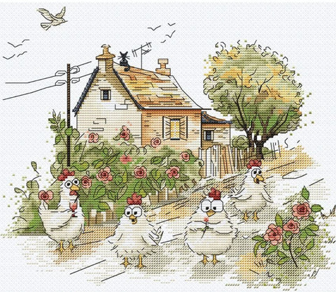 Siuvinėjimo kryželiu rinkinys „Ar tikrai vasara?“ – vasariškas gamtos paveikslas, 25,5 x 21,5 cm