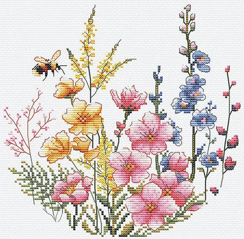 Siuvinėjimo kryželiu rinkinys „Rožinės svajos“ 17x17 cm SANR-60
