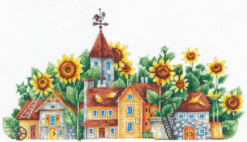 Saulės šalis – kryželių siuvinėjimo rinkinys, Bestex Aida 16, 29×13 cm, 36 PNK Kirov spalvų