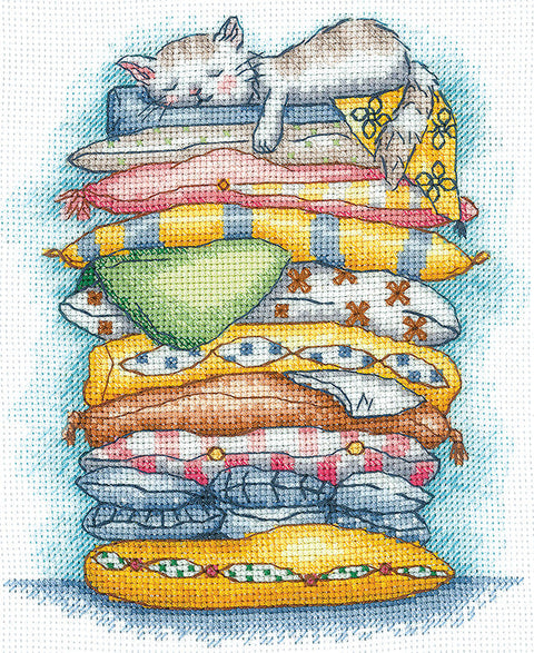Kryželių siuvinėjimo rinkinys „Ilsintis katinas“ 13,5 × 16 cm