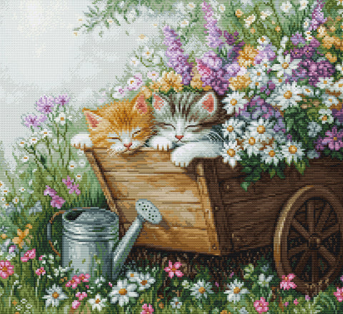 Siuvinėjimo kryželiu komplektas „Mieganti katytė“, 33 × 30 cm, Luca-S