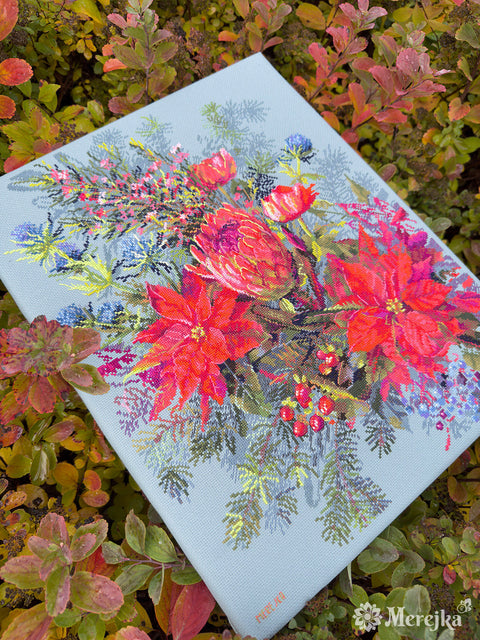 Siuvinėjimo kryželiu rinkinys „Kalėdinė kompozicija“ 30×42 cm, Merejka rankdarbiai