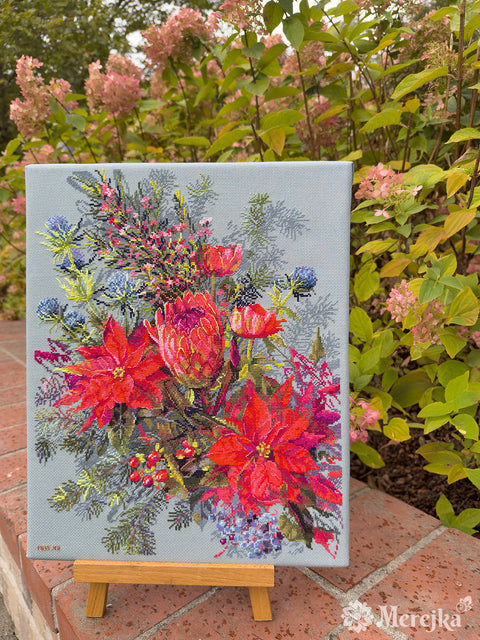 Siuvinėjimo kryželiu rinkinys „Kalėdinė kompozicija“ 30×42 cm, Merejka rankdarbiai