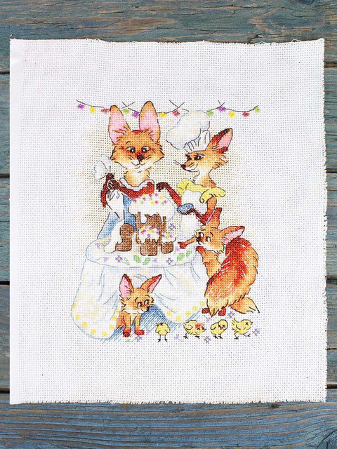 Siuvinėjimo kryželiu rinkinys su karoliukais „Šventinė vakarienė“ 15 x 20 cm