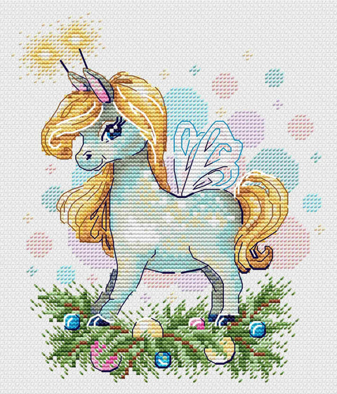 „Šventinis žirgas“ kryželiu siuvinėjimo rinkinys – 18 × 15 cm paveikslėliui