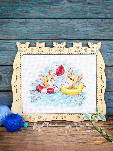 Siuvinėjimas kryželiu: rinkinys „Linksmos maudynės“, 15 × 20 cm