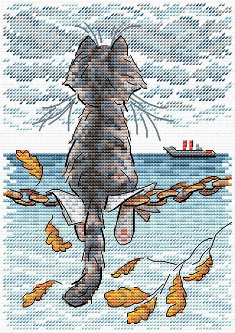 „Melancholija“ siuvinėjimo kryželiu rinkinys, 18×13 cm – rami sienų dekoracija