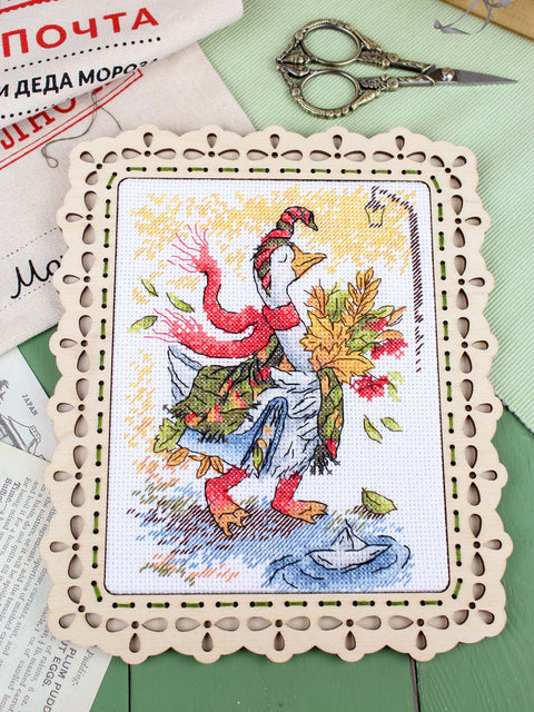 Siuvinėjimo rinkinys kryželiu „Rudens pasivaikščiojimas“, 18x13 cm, SM-795