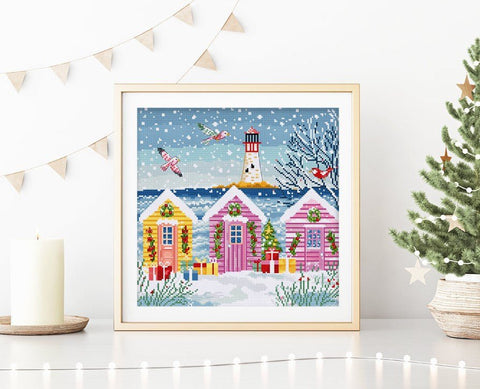 Siuvinėjimo rinkinys Snowy Sea Cottages 23x22cm SLETIL9915 - 🧶kaSiulai.lt