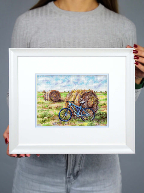 Siuvinėjimo kryželiu rinkinys „Dviračio kelionė“ 15 x 20 cm