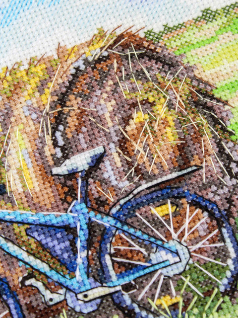 Siuvinėjimo kryželiu rinkinys „Dviračio kelionė“ 15 x 20 cm