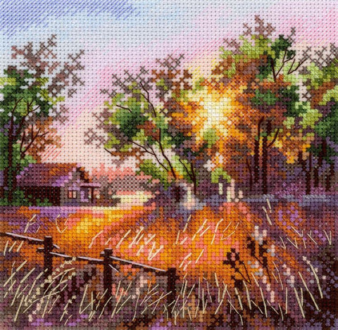 Kryželiu siuvinėjimo rinkinys „Gamtos harmonija“ – miško peizažas, 14×14 cm dekoratyviniam namų interjerui