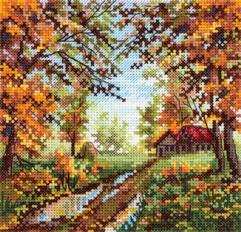 Siuvinėjimo kryželiu rinkinys „Ankstyvas ruduo“ 14 x 14 cm