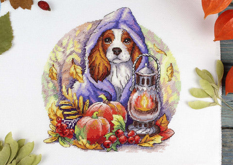 Siuvinėjimo kryželiu rinkinys „Rudeninis Mėlis“ paveikslui 20x18 cm, SNV-885