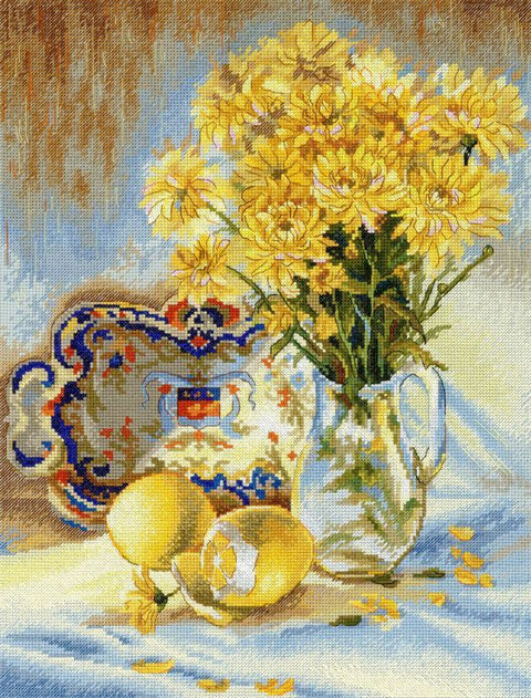 Siuvinėjimo kryželiu komplektas „Saulėtas natiurmortas“ 40×30 cm