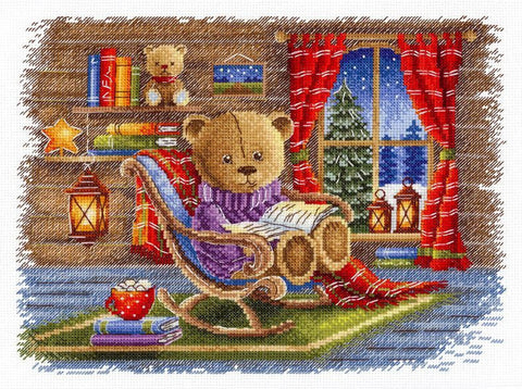 Kryželiu siuvinėjimo rinkinys „Su mėgstama knyga“ – skaitymo tema, 20 × 25 cm