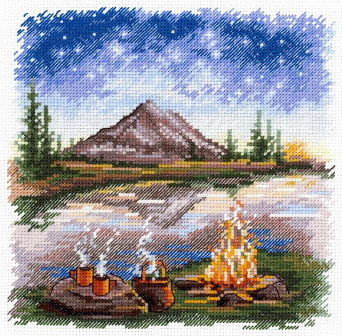 Siuvinėjimo kryželiu rinkinys „Po žvaigždėtu dangumi“ 16 x 16 cm