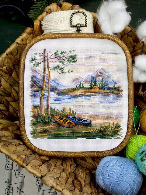 Siuvinėjimo kryželiu rinkinys „Naktis gamtoje“ 16 x 16 cm