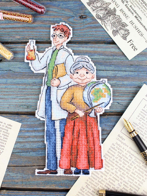 Kryželių siuvinėjimo rinkinys „Mokytojai“, 18 × 10 cm – ideali dovana mokytojui