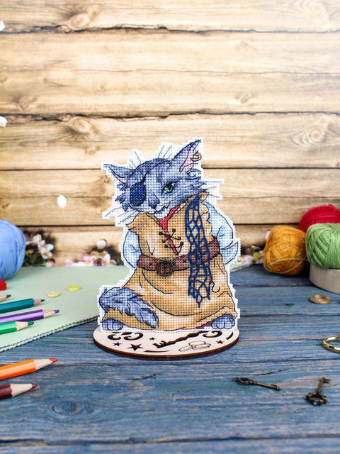 Siuvinėjimo kryželiu komplektas „Katinas Basilis“ SR-1180, 14x10 cm