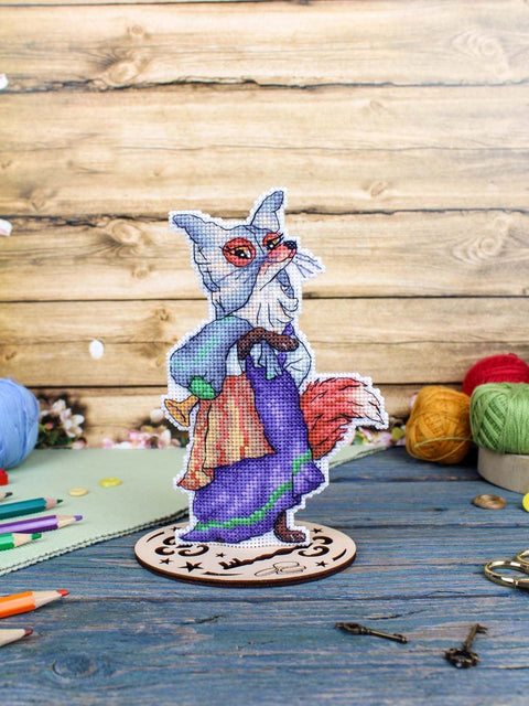 Siuvinėjimo kryželiu rinkinys „Laputė Alisa“ SR-1181, 17×10 cm, mielas lapės paveikslas rankdarbiams