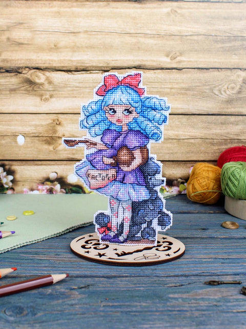 Siuvinėjimo kryželiu rinkinys „Malvina“ 16×10 cm – dovana rankdarbių mėgėjams