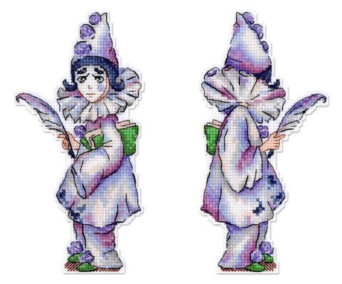 „Pierrot“ kryželių siuvinėjimo rinkinys 17×8 cm – žavingas mini vertikalus motyvas