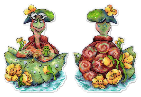 Siuvinėjimo kryželiu rinkinys „Vėžliukas Tortilija“ paveikslui, 14x11 cm