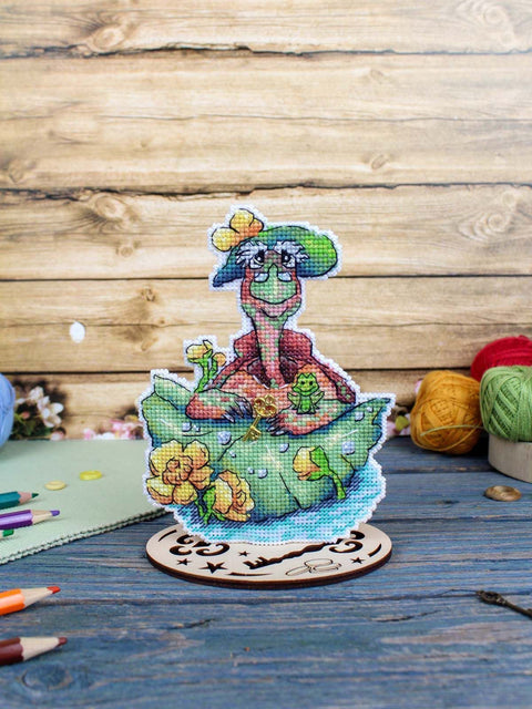 Siuvinėjimo kryželiu rinkinys „Vėžliukas Tortilija“ paveikslui, 14x11 cm