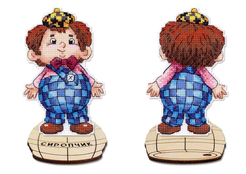 Siuvinėjimo kryželiu rinkinys vaikams „Šachmatininkas“ su stoveliu, 13×8 cm plastikinė drobė