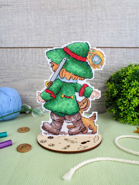 Siuvinėjimo kryželiu rinkinys „Medžiotojas“ pradedantiesiems, 13x9 cm ant plastikinio 14 ct audinio