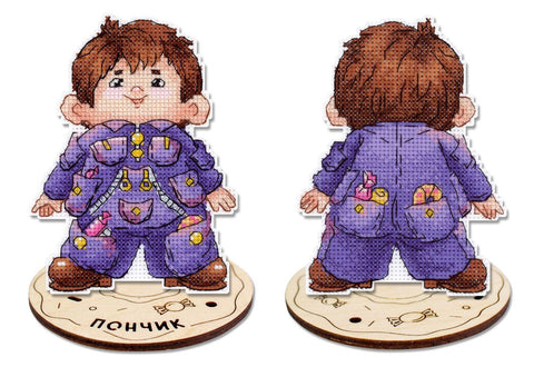 Kryželiu siuvinėjimo rinkinys „Sweet Tooth“ pradedantiesiems, 12×9 cm ant plastikinės drobės su mediniu stovu